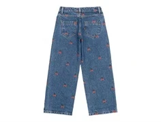 THE NEW Natalia brede jeans medium blue denim med kirsebær